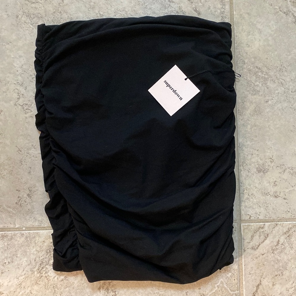 New With Tags Revolve Superdown Black Ruched Mini Skirt Size Small